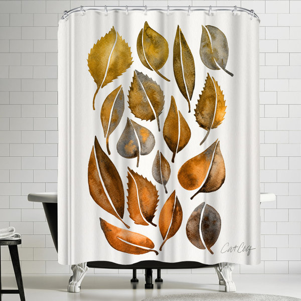Fall Forest Shower Curtain Autumn Garden Scenic Trees Fallen Leaves Bath Decor