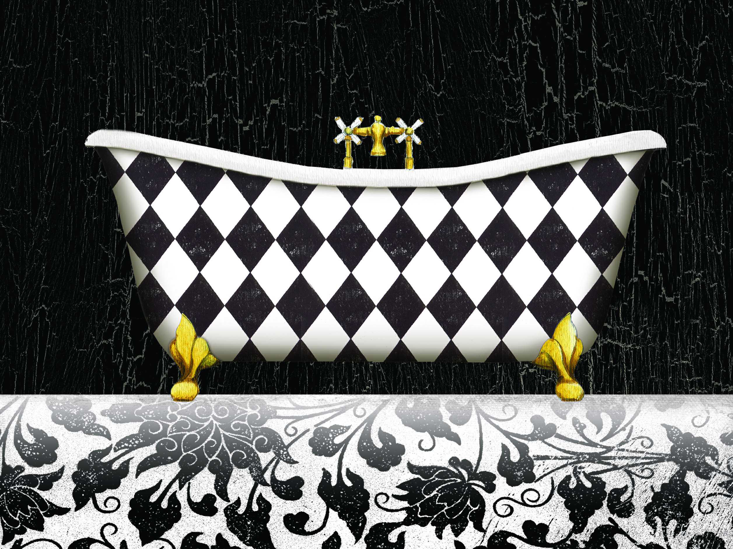 Ophelia & Co. Bathtub Diamonds Wrapped Canvas Painting Wayfair