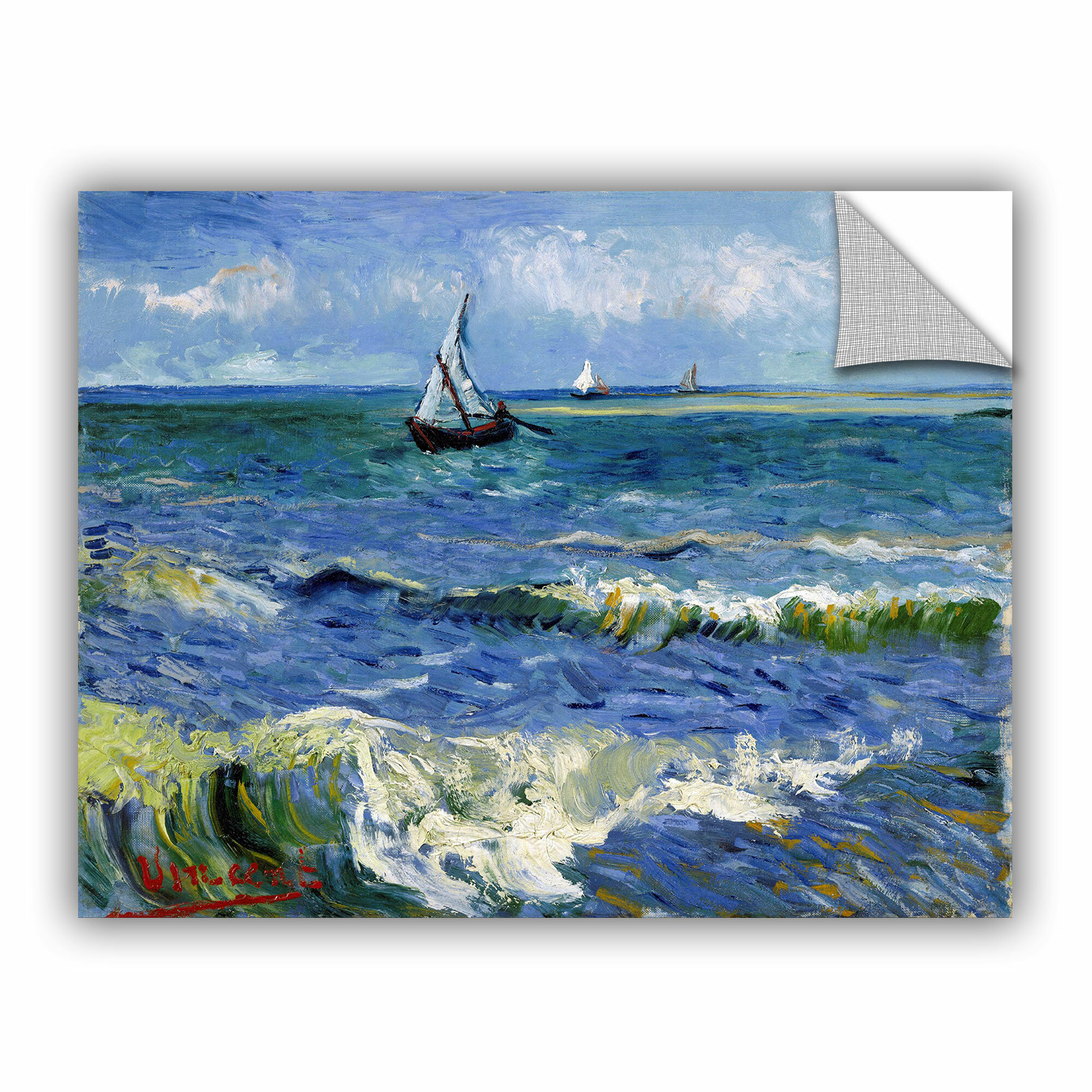 Multicolor ArtWall Vincent Vangoghs Seascape at Saintes Maries Art Appealz Removable Graphic Wall Art 24 by 32-Inch 