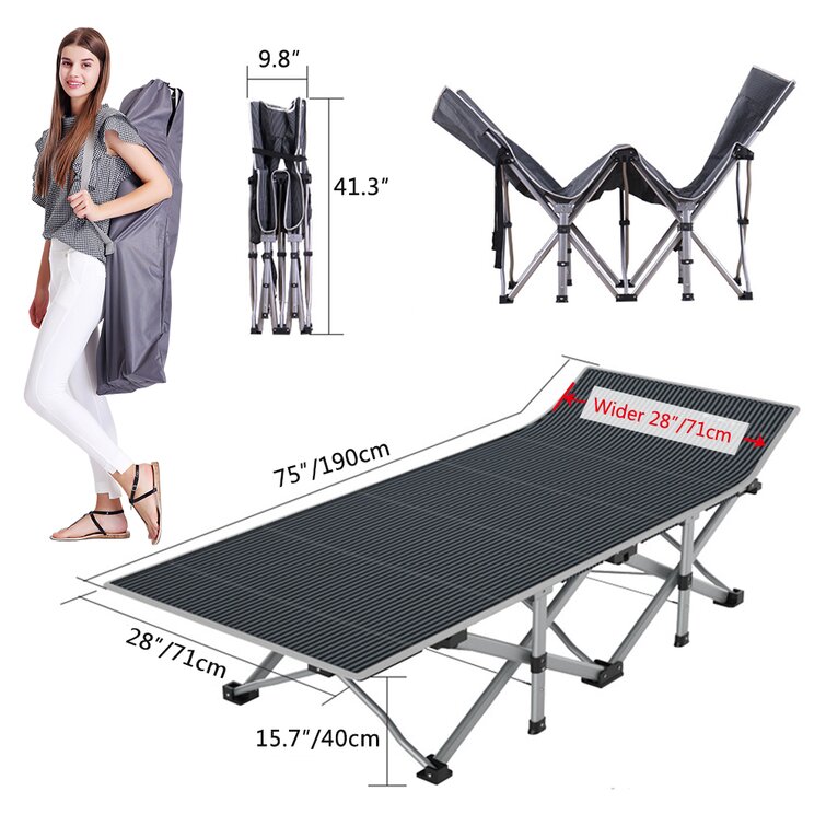 Outdoor Portable Military Cot Sleeping Zero Gravity Chairs Folding Camping Bed