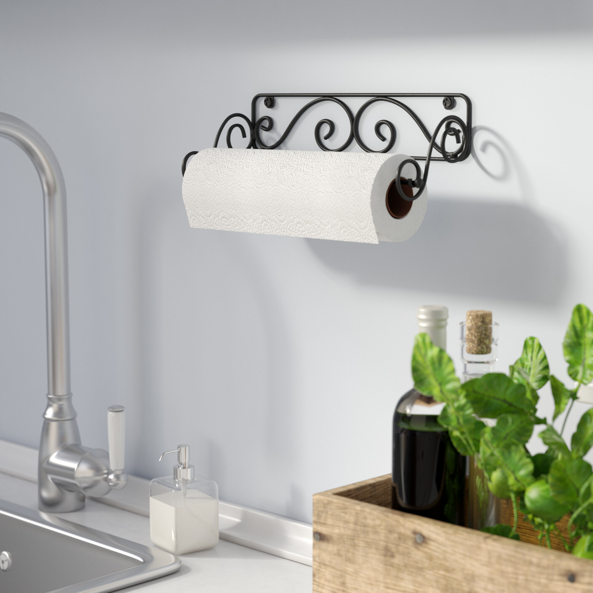 or Wall Mounted Paper Towel Holder Made of Steel mDesign Kitchen Roll Holder 