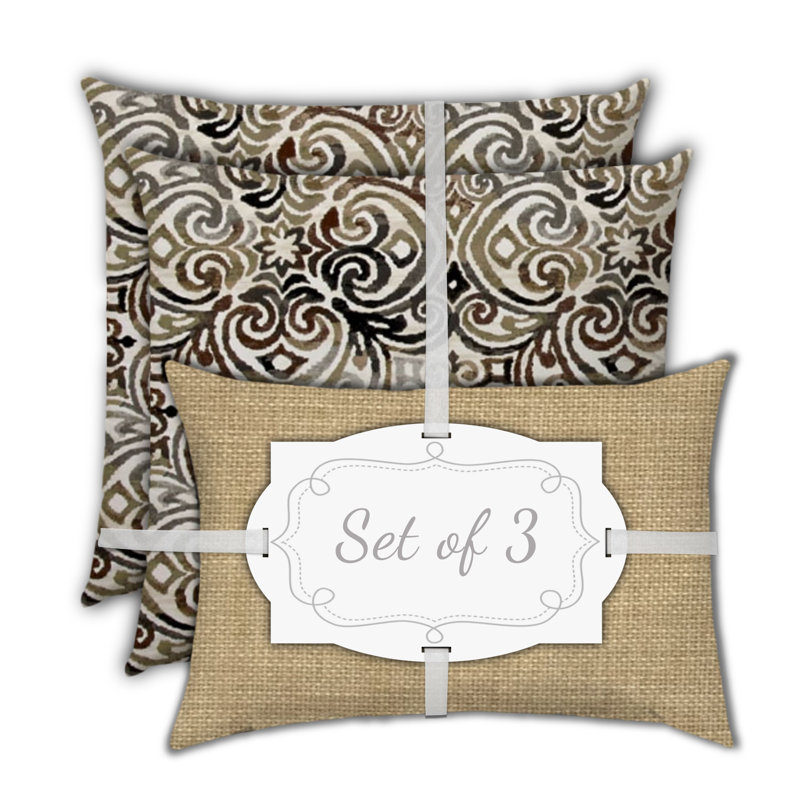 Joita Chocolate Delight Indoor Outdoor Pillow Set Of 2 Large 1 Lumbar Pillow Damask Pillow Wayfair