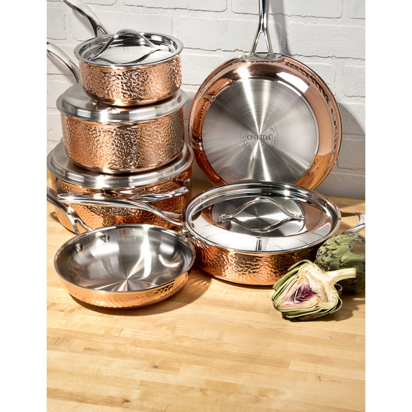 Oneida Tri Ply 10 Piece Hammered Copper Cookware Set Reviews Wayfair