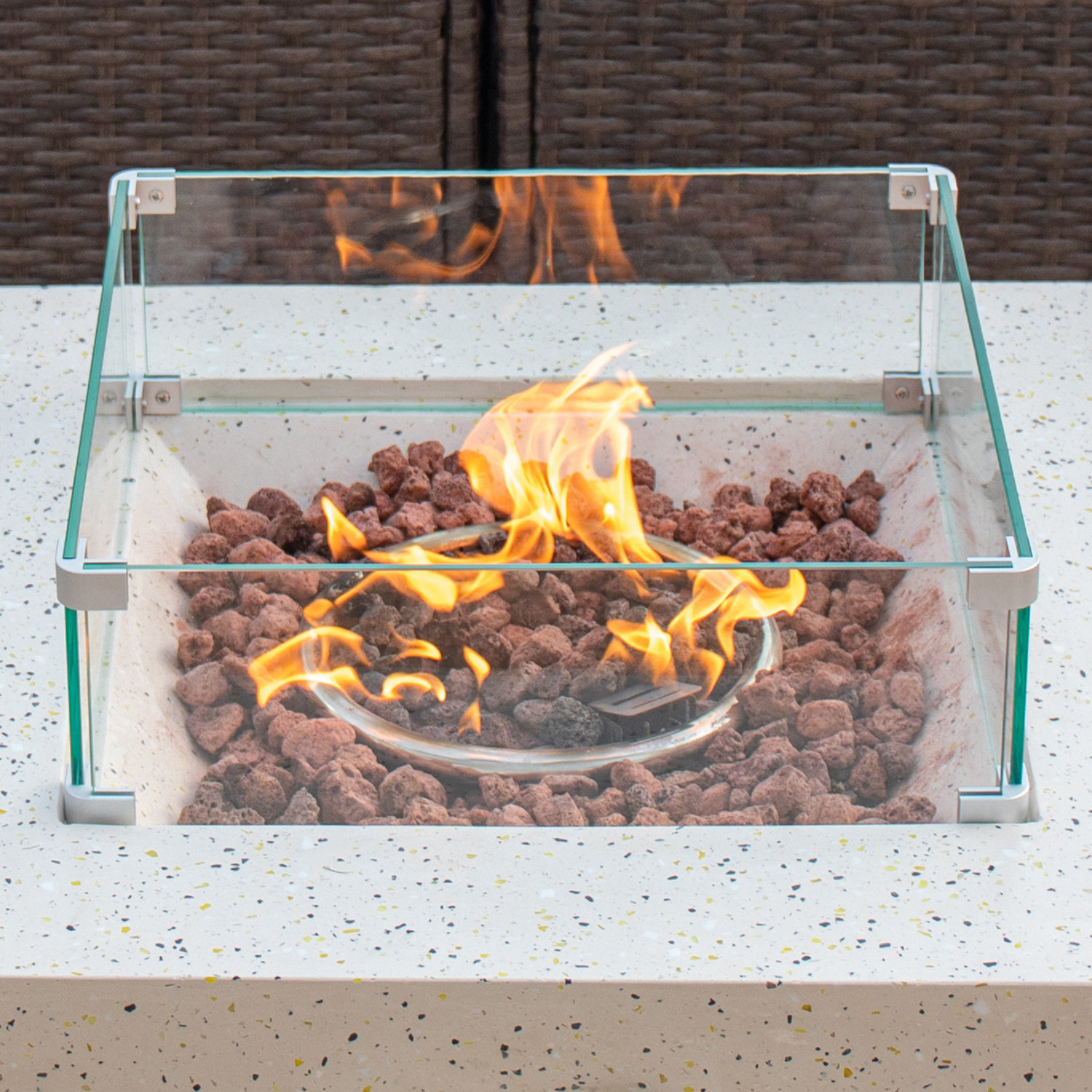 COSIEST Glass Square Fire Pit Flame Guard Wayfair