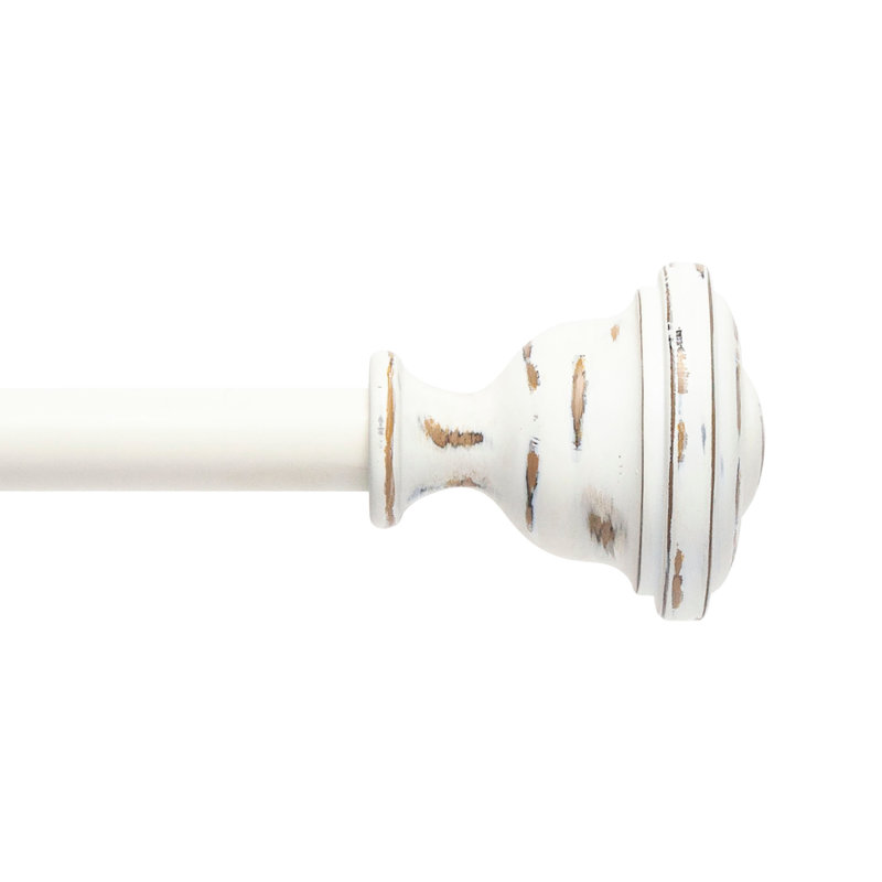 Kenney Belle 5/8" Fast Fit Easy Install Decorative Window Curtain Rod, Rustic White Size: 36" - 66"