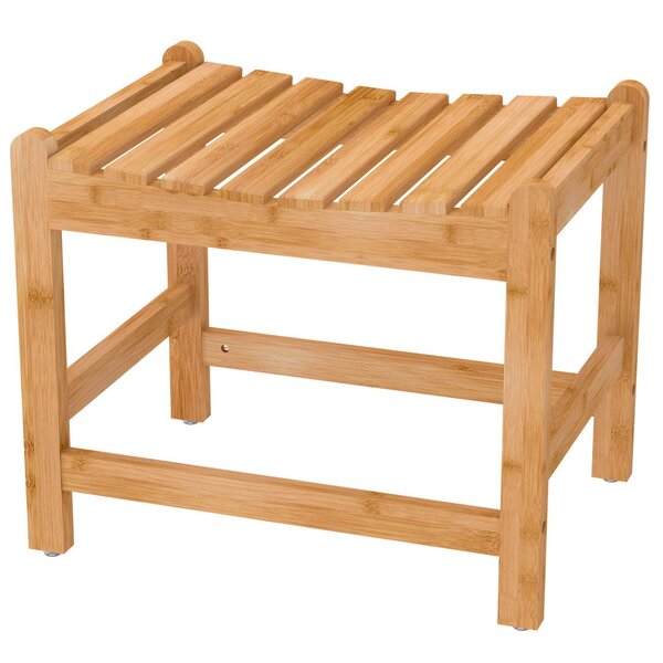 with Storage Shelf for Shaving Legs or Seat in Bathroom & Inside Shower Bamboo Corner Shower Stool Bench Waterproof 