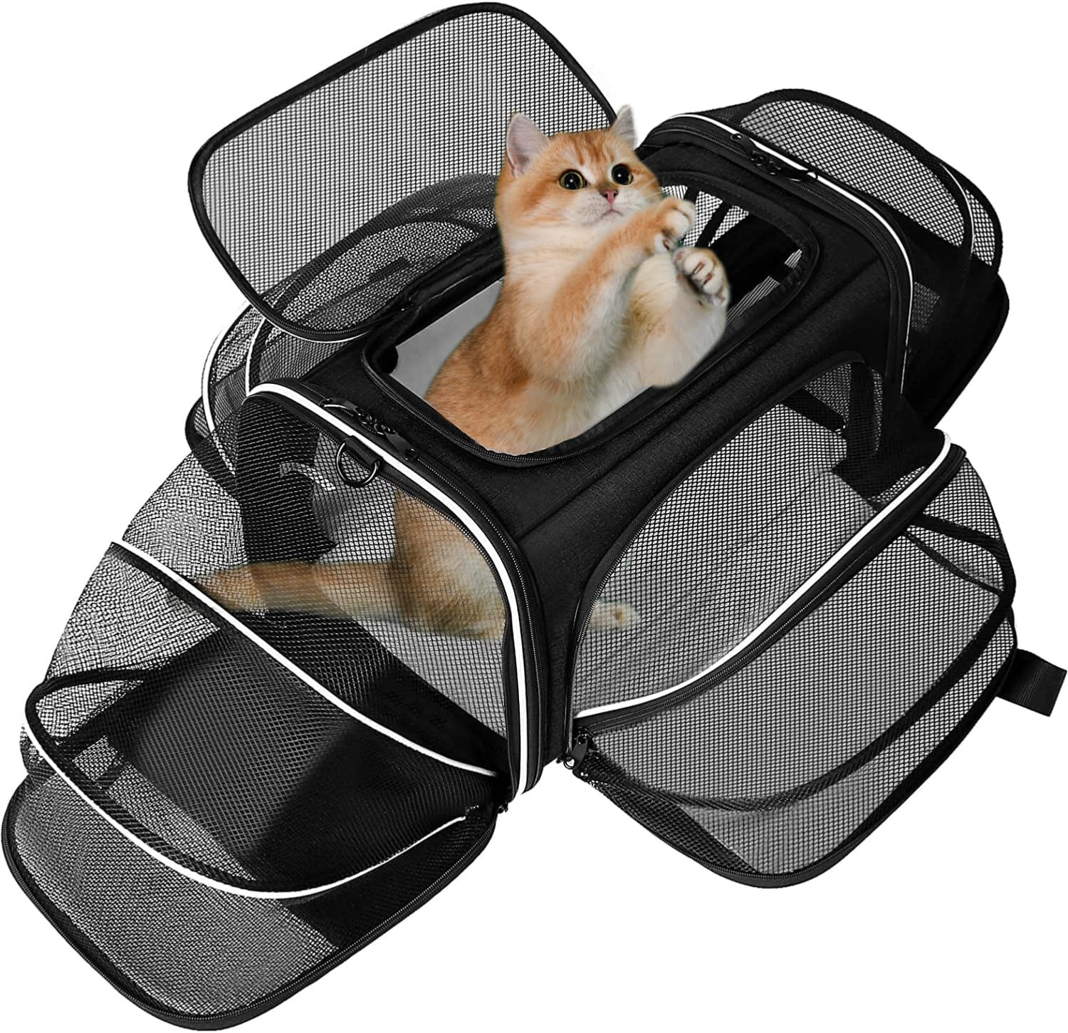 Large, Carbon Black X-ZONE PET Airline Approved Pet Carriers,Comes with Fleece Pads Soft Sided Pet Carrier for Dog & Cat