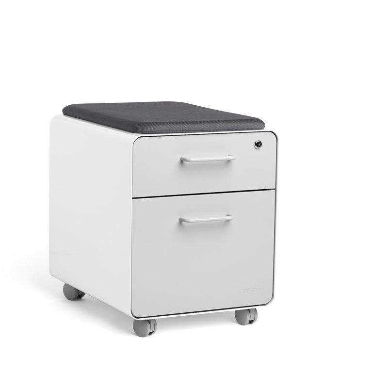 Poppin White Light Grey Mini Stow 2 Drawer File Cabinet Rolling Wayfair Ca