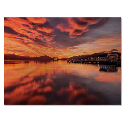 Sunset Over Lake - Nautical & Coastal Wood Wall Decor