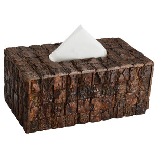 Go to store & view more images Millwood Pines Victor Wood Bark Tissue Box Cover