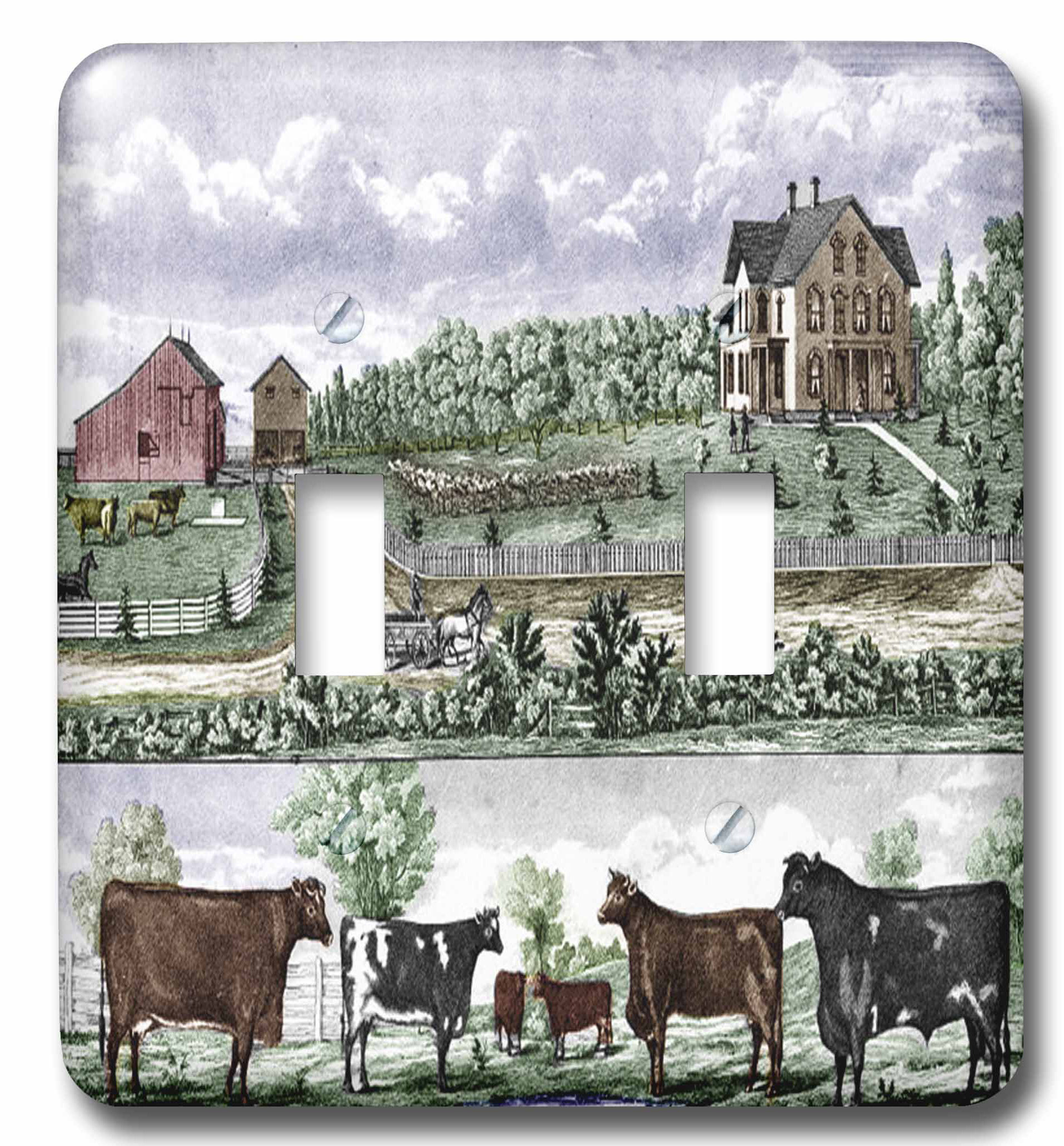 3drose Painting Of Farm Life In Iowa 2 Gang Toggle Light Switch Wall Plate Wayfair