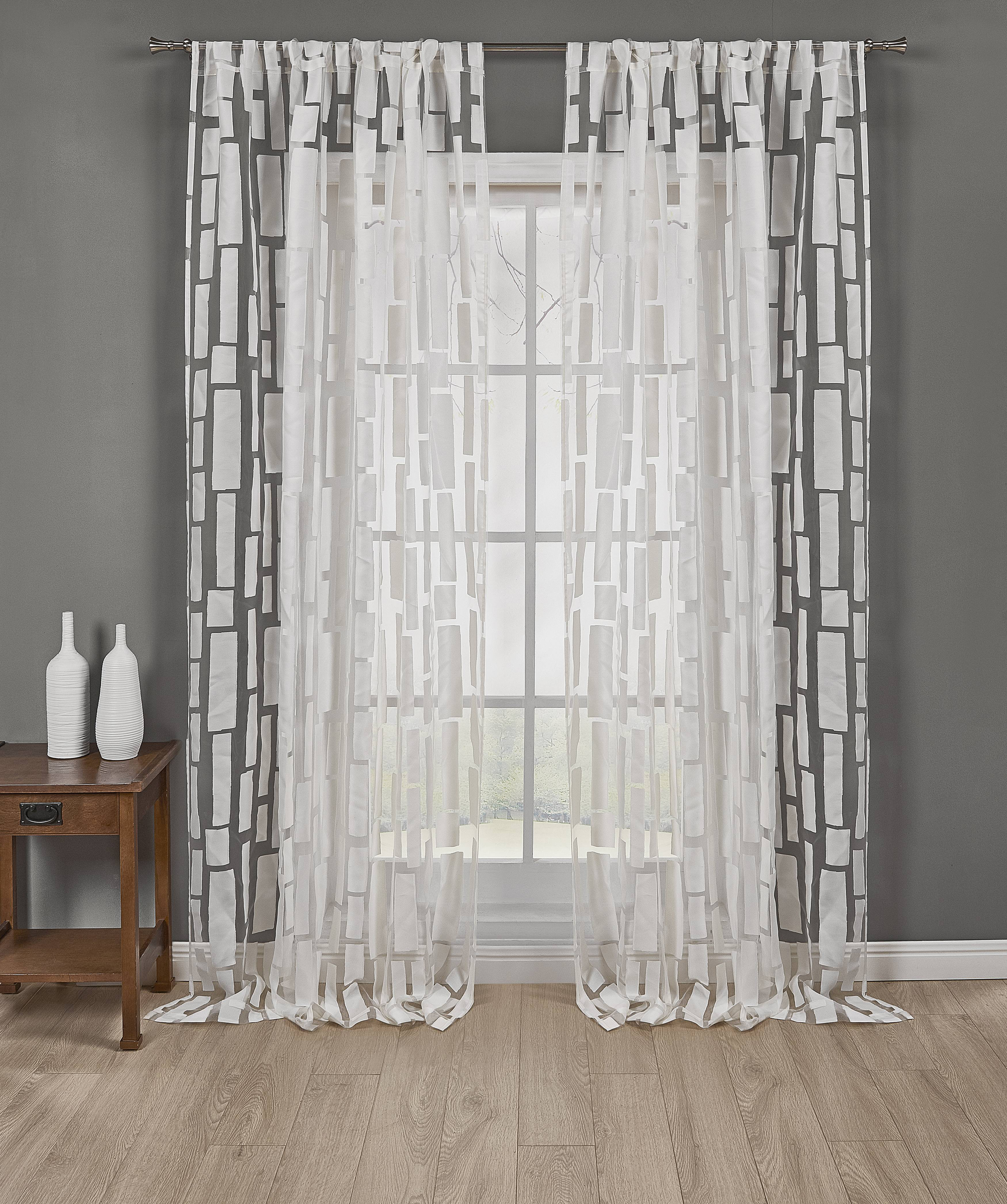 Wrought Studio Trudy Pole Top Geometric Semi Sheer Rod Pocket