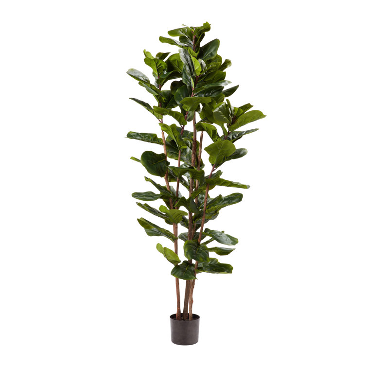 Pure Garden Artificial Fiddle Leaf Fig Tree in Pot & Reviews Wayfair