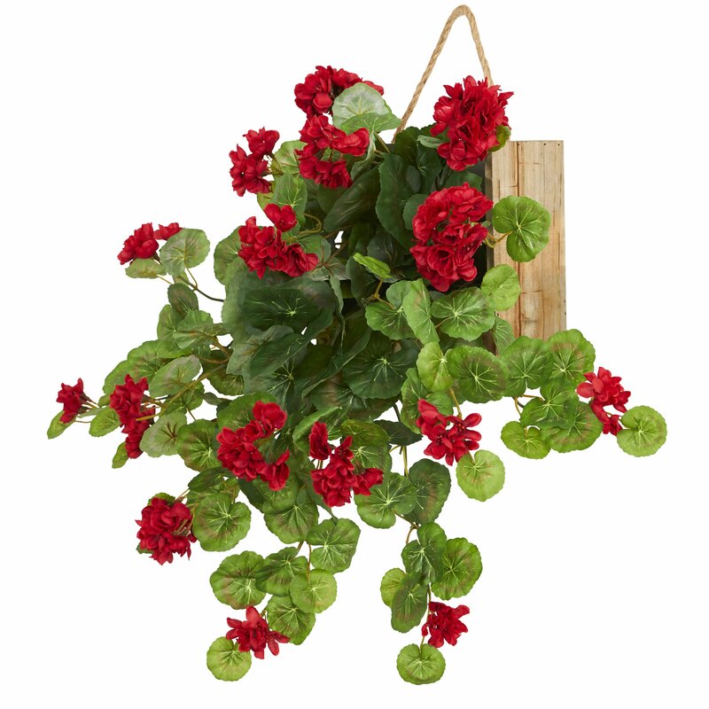 August Grove® Artificial Geranium Hanging Basket | Wayfair
