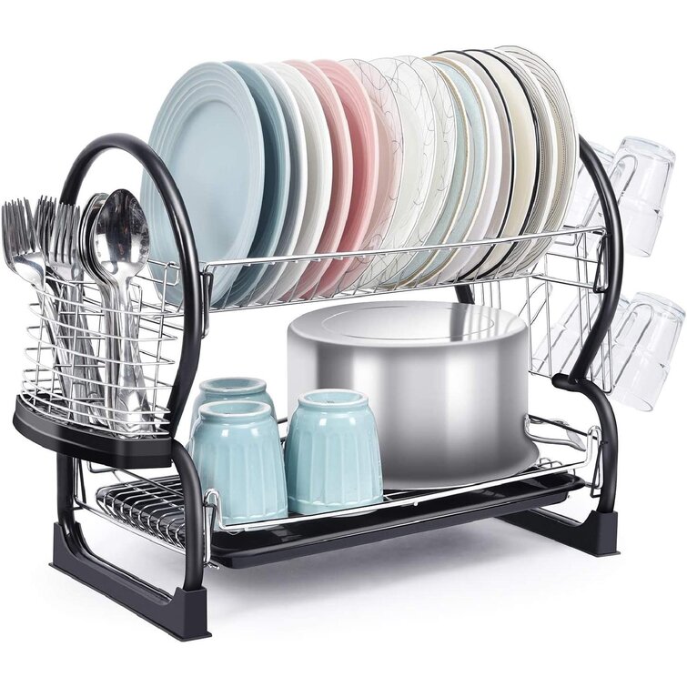 Foldable Large Dish Drying Rack Drainer Kitchen Cup Cutlery Holder Organizer Box