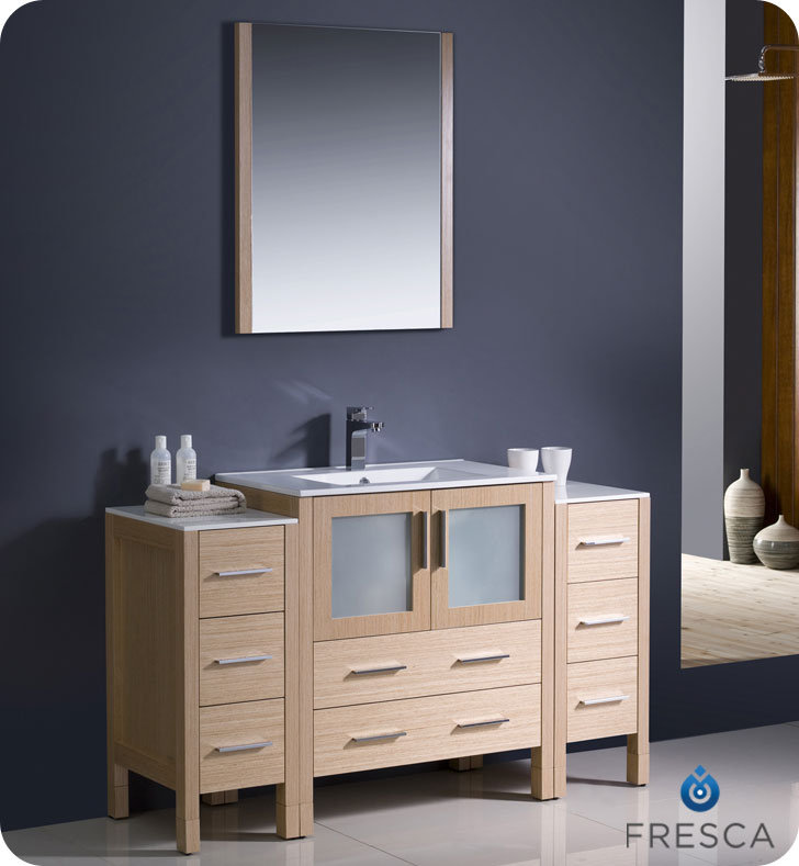 Modern Bathroom Vanities Pompano Beach fresca torino 54" single modern bathroom vanity set with mirror Modern Bathroom Vanities Pompano Beach fresca torino 54" single modern bathroom vanity set with mirror