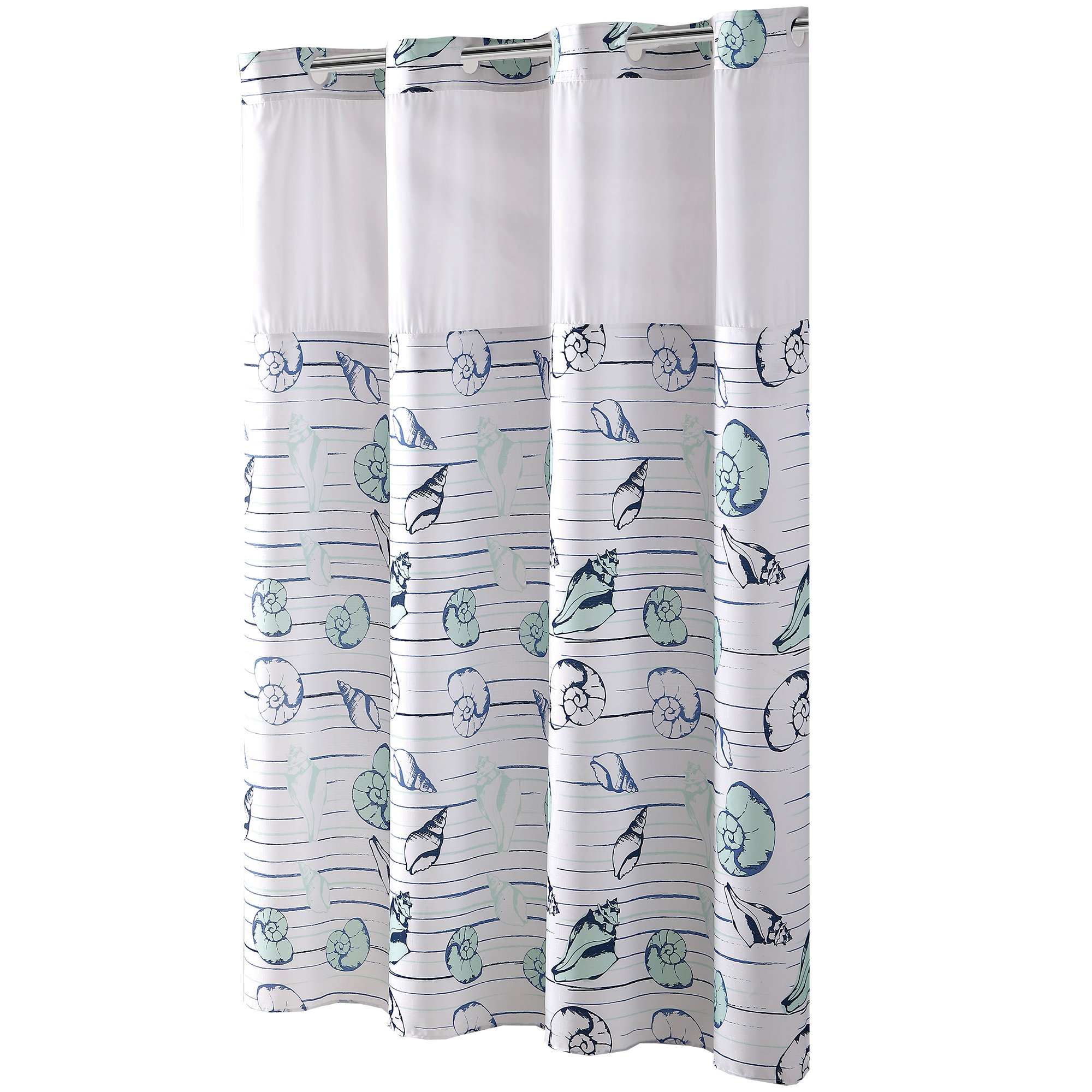 Hookless Seashell Stripe Print Shower Curtain Reviews Wayfair