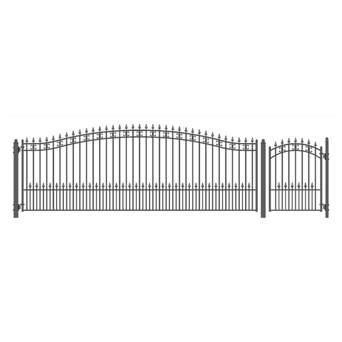 6 Ft H St Petersburg Steel Single Swing Driveway Gate With Pedestrian Gate