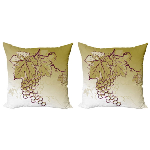 East Urban Home Ambesonne Grape Decorative Throw Pillow Case Pack Of 2 Fruits With Leaves On Ombre Effect Background Illustration Couch Bedroom Living Room Cushion Cover 20 Khaki Eggshell Wayfair No illegal or underage content. wayfair