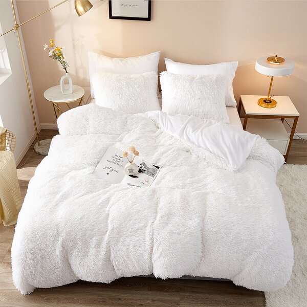 Black Fleece TEDDY BEAR Duvet Quilt Cover Cozy Home Hotel Matching Pillow Case