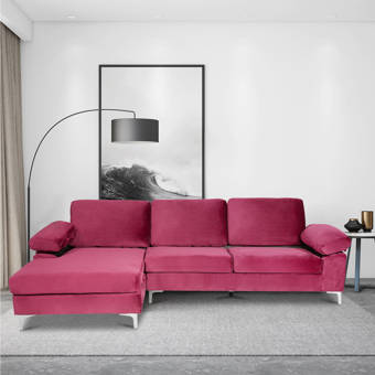 Wrought Studio Ringwald 103 5 Velvet Left Hand Facing Sofa Chaise Wayfair