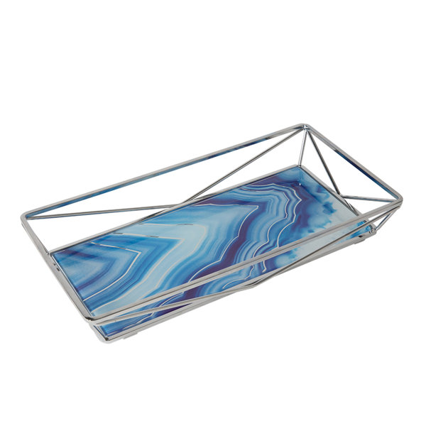 Mercer41 Ahern Cobalt Agate Design Geometric Vanity Tray Reviews Wayfair