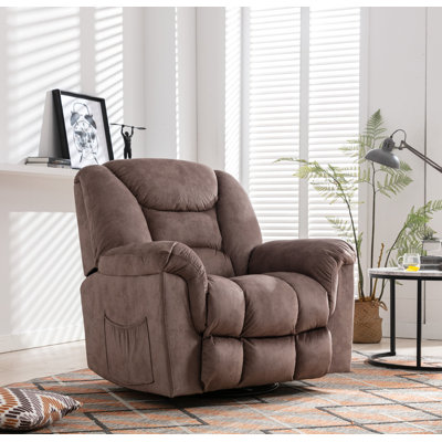 Flournory 41.3'' Wide Classic Super Soft And Oversize Swivel and Rocker Manual Recliner