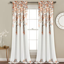 Large Bold Floral Print Fully Lined Pair Of Ring Top Curtains In Pink Or Violet 