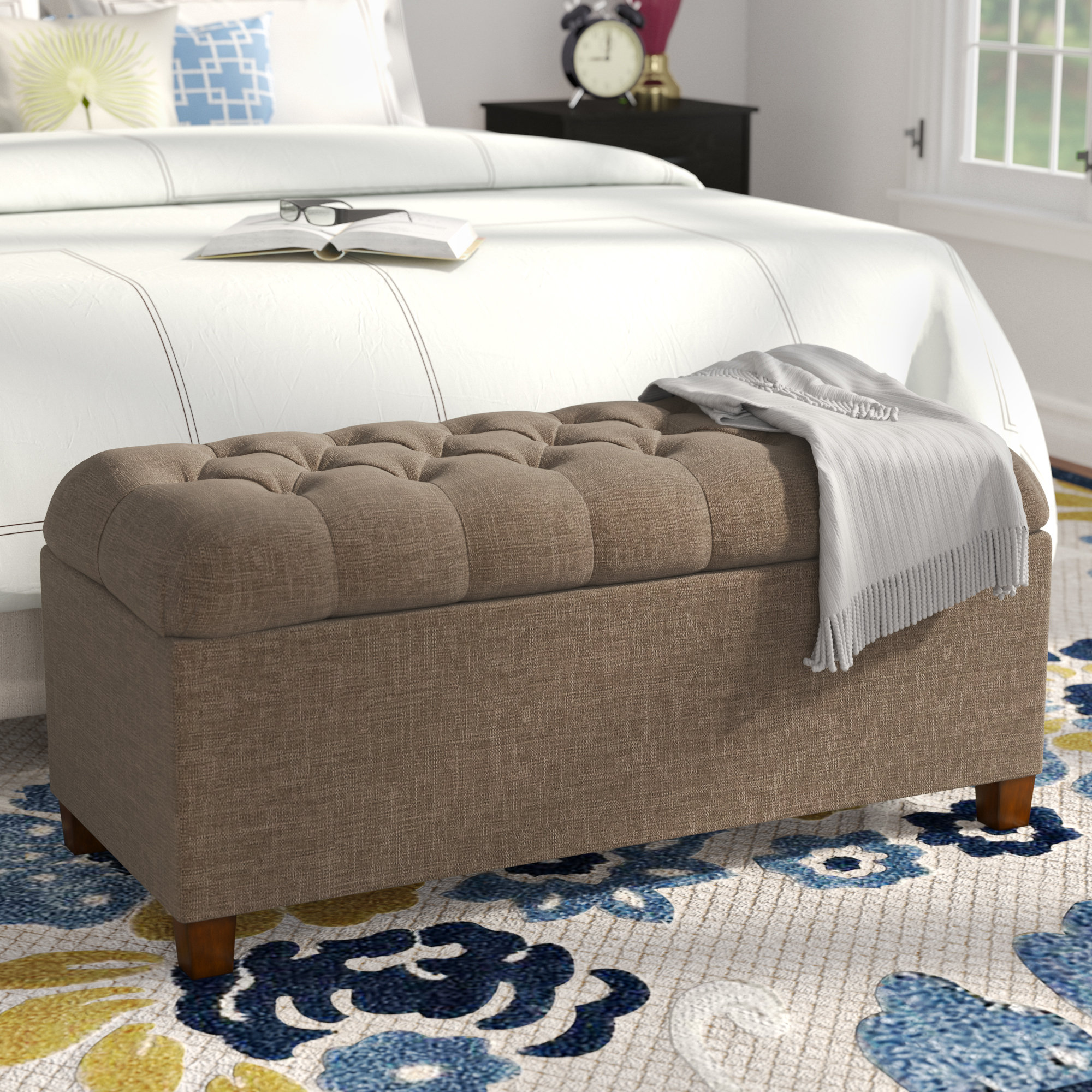 Andover Mills™ Halvorson Wood Upholstered Flip Top Storage Bench Andover Mills™ Halvorson Wood Upholstered Flip Top Storage Bench