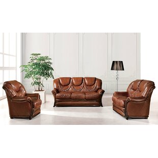 Renfroe Wood Trim 3 Piece Leather Sleeper Living Room Set By Canora Grey