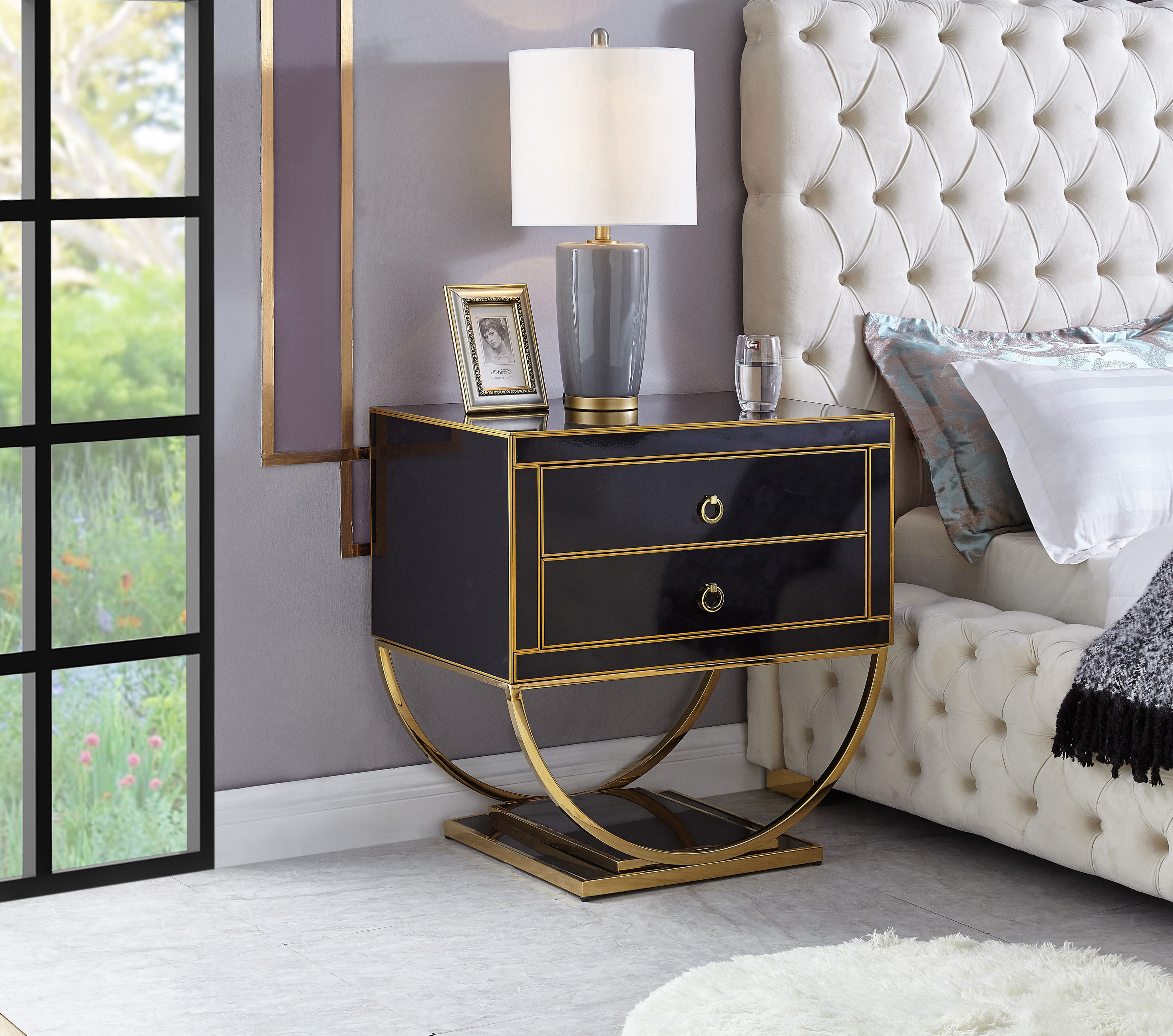 wayfair gold glass side table