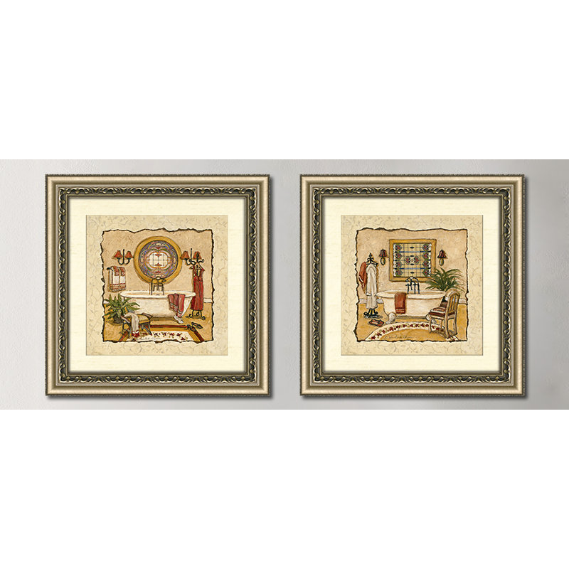 Fleur De Lis Living Art Deco Bath 2 Piece Framed Acrylic