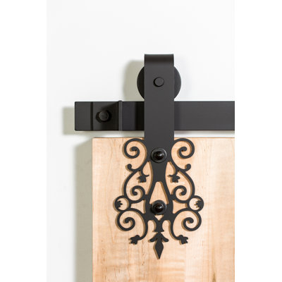 Wrought Premium Standard Single Barn Door Hardware Kit Flat Track by Leatherneck Hardware Track Length 96 in