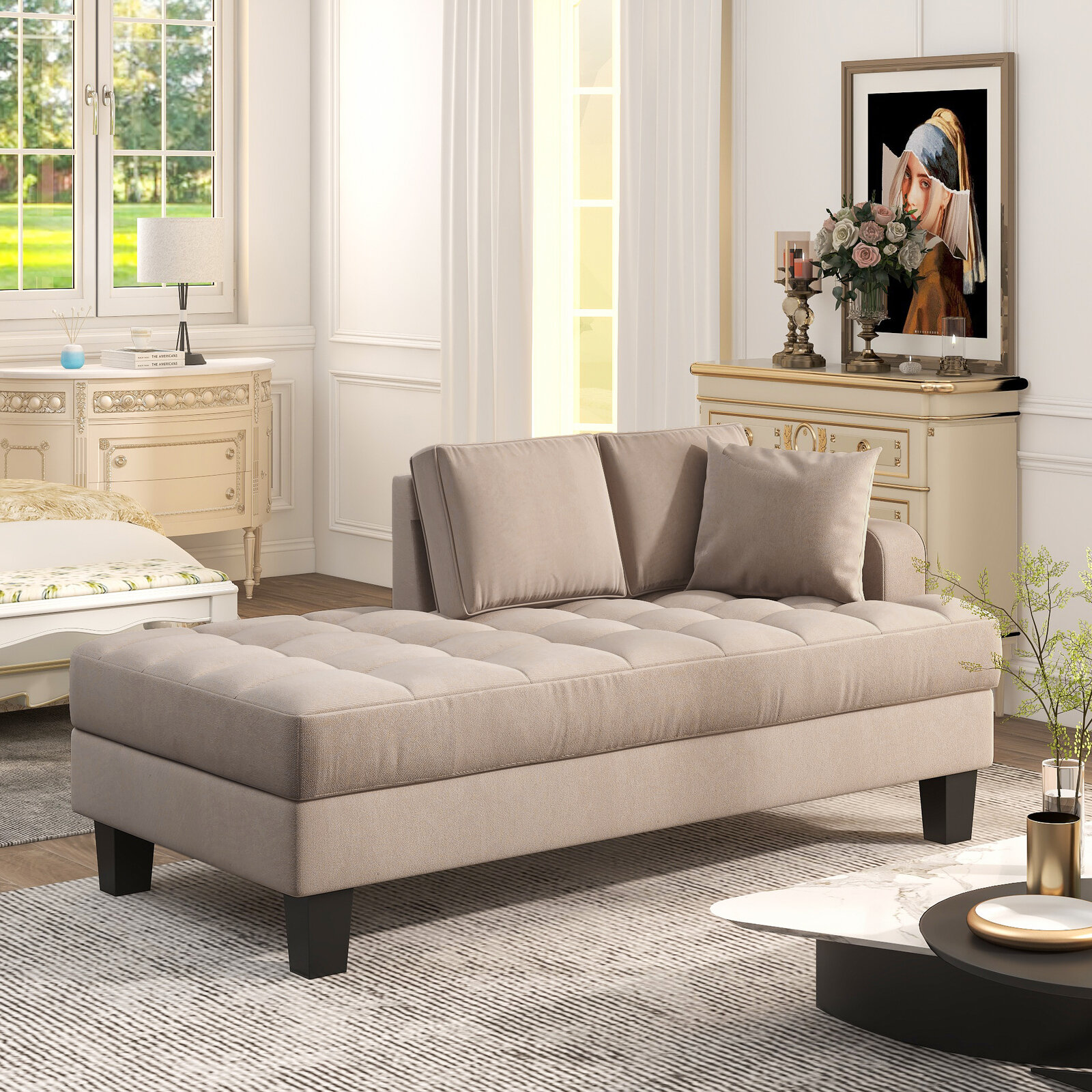 Details about   Gray Mid Century Armless Loveseat/Chair Modern Furniture Wood Accent Nook Seats 
