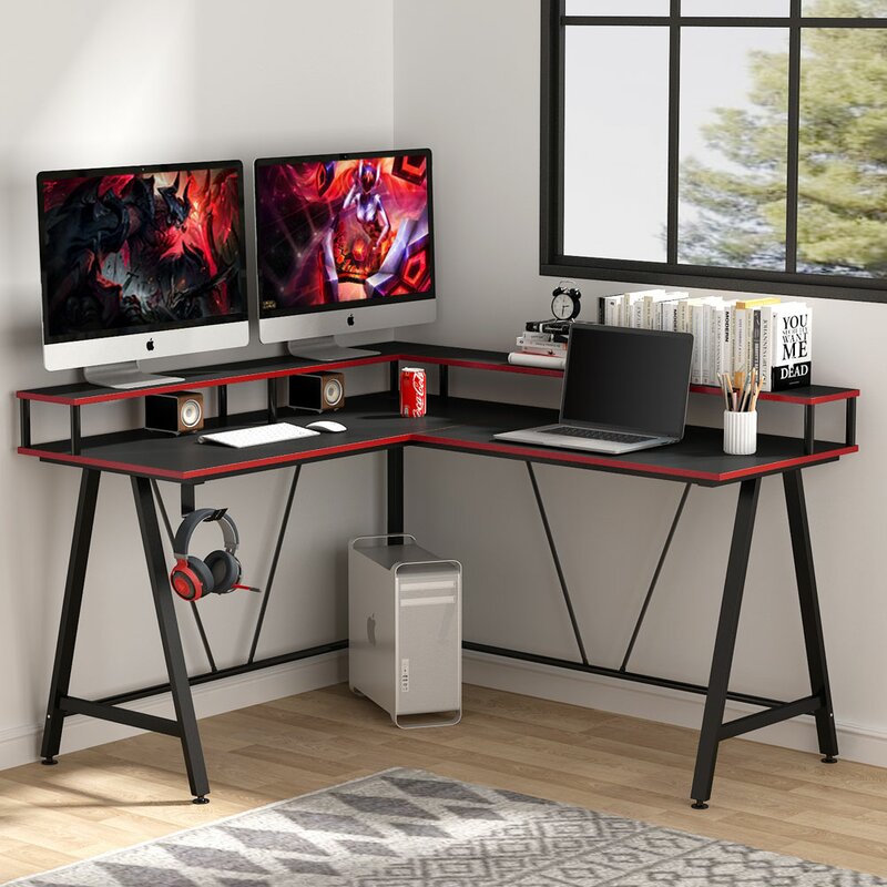 Orren Ellis Krzysztof L-Shape Gaming Desk with Hutch | Wayfair