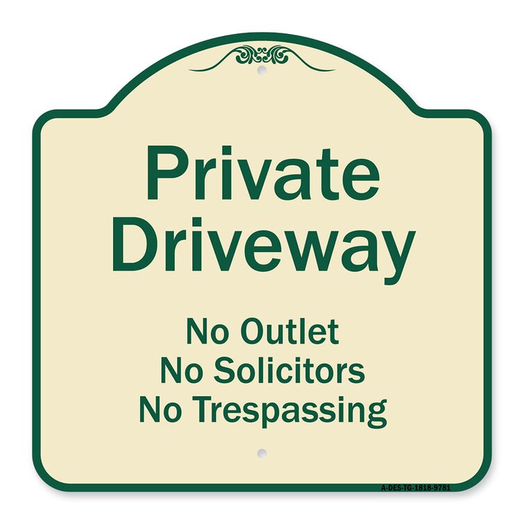 Signmission Designer Series Sign - Private Driveway No Outlet ...