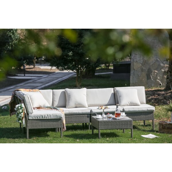 Bromborough 6 Piece Rattan Sectional Seating Group with Cushions
