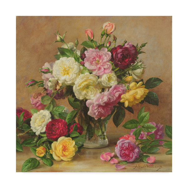 Trademark Art Old Fashioned Victorian Roses Oil Painting Print