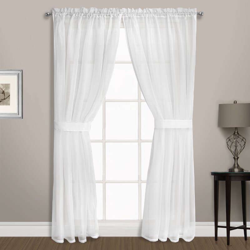 Charlton Home Rutherford Voile Solid Color Sheer Rod Pocket Curtain ...