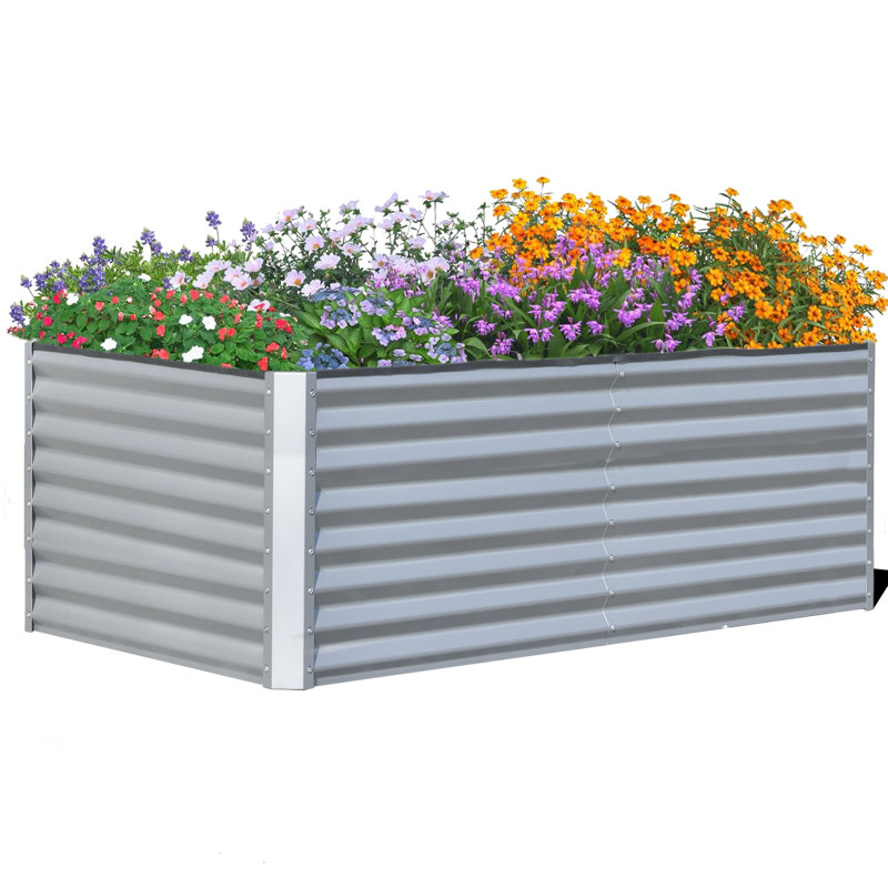Sacia Metal Outdoor Raised Garden Bed Color: Silver, Size: 23.62" H x 47.25" W x 94.49" D