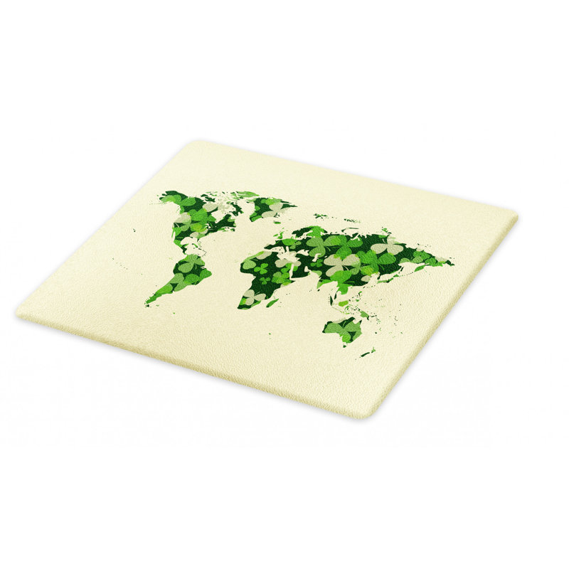 East Urban Home Ambesonne Floral World Map Cutting Board Saint