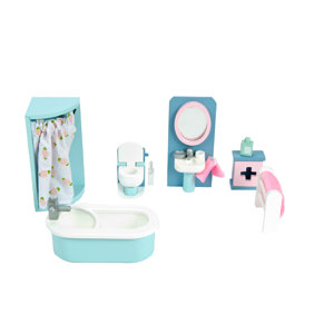 Rosebud Dollhouse Bathroom Set