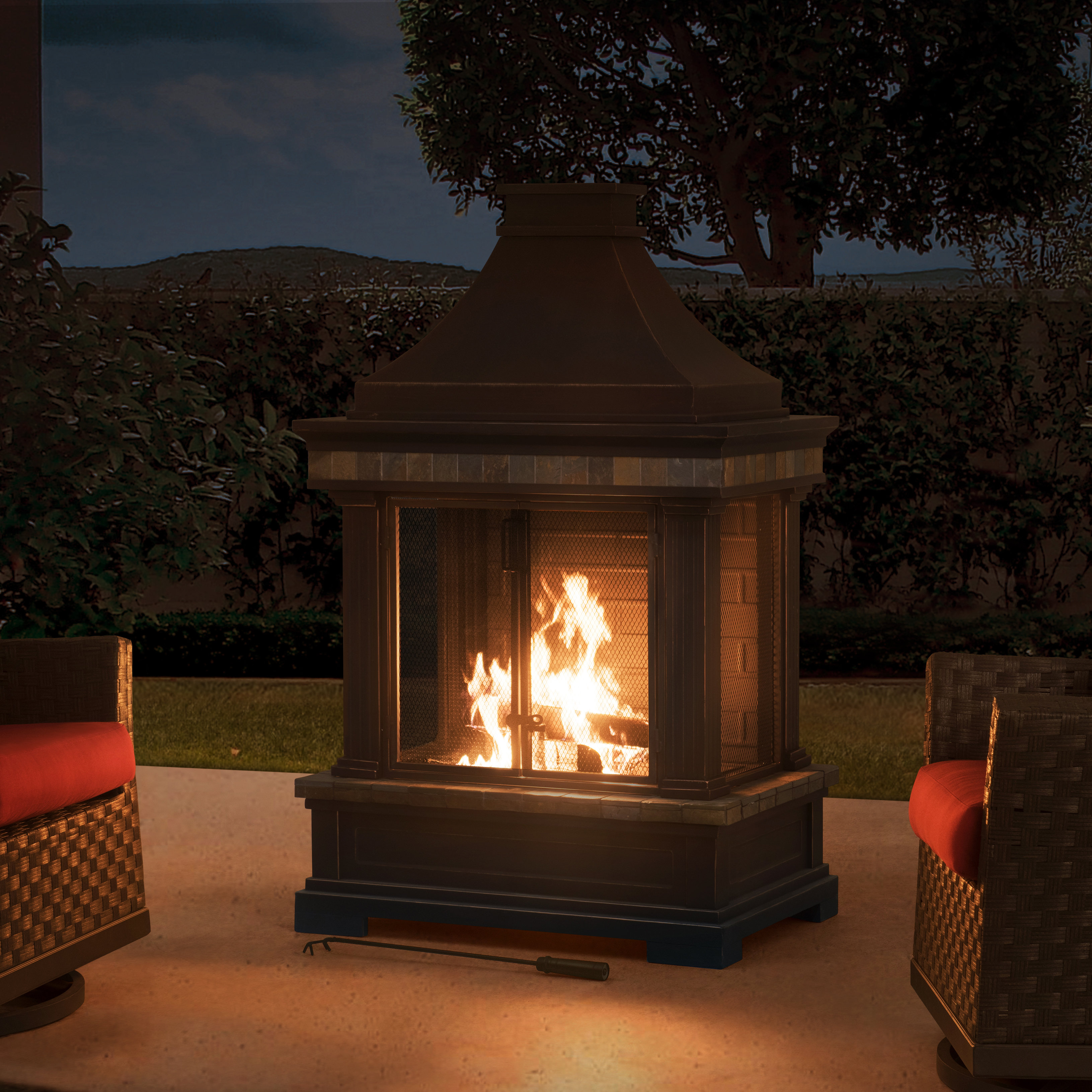 Sunjoy Brownston Steel Wood Burning Outdoor Fireplace Reviews