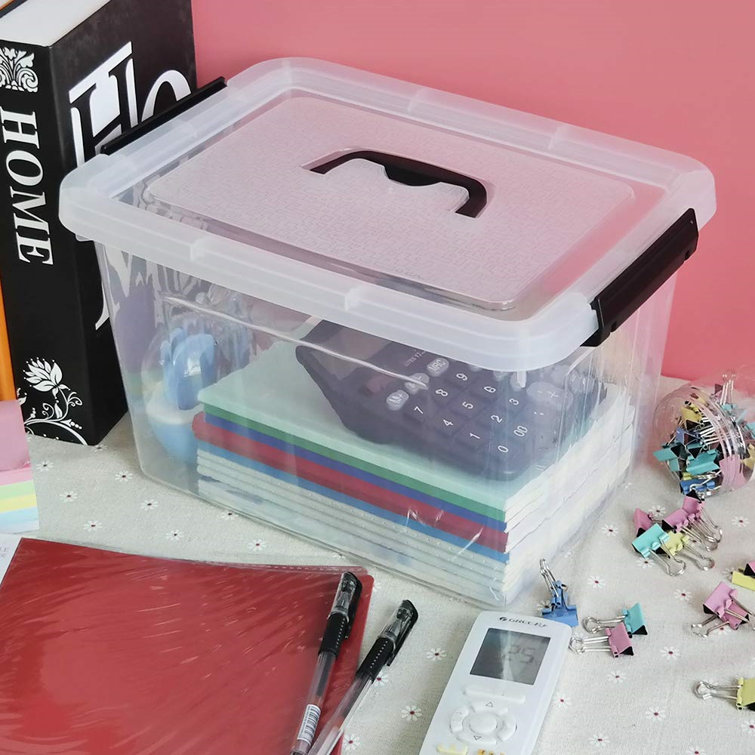 10 L Clear Lidded Bin with Black Handle Yesdate Plactic Large Storage Latching Box 1 Pack 10 L Clear Lidded Bin with Black Handle Yesdate Plactic Large Storage Latching Box 1 Pack