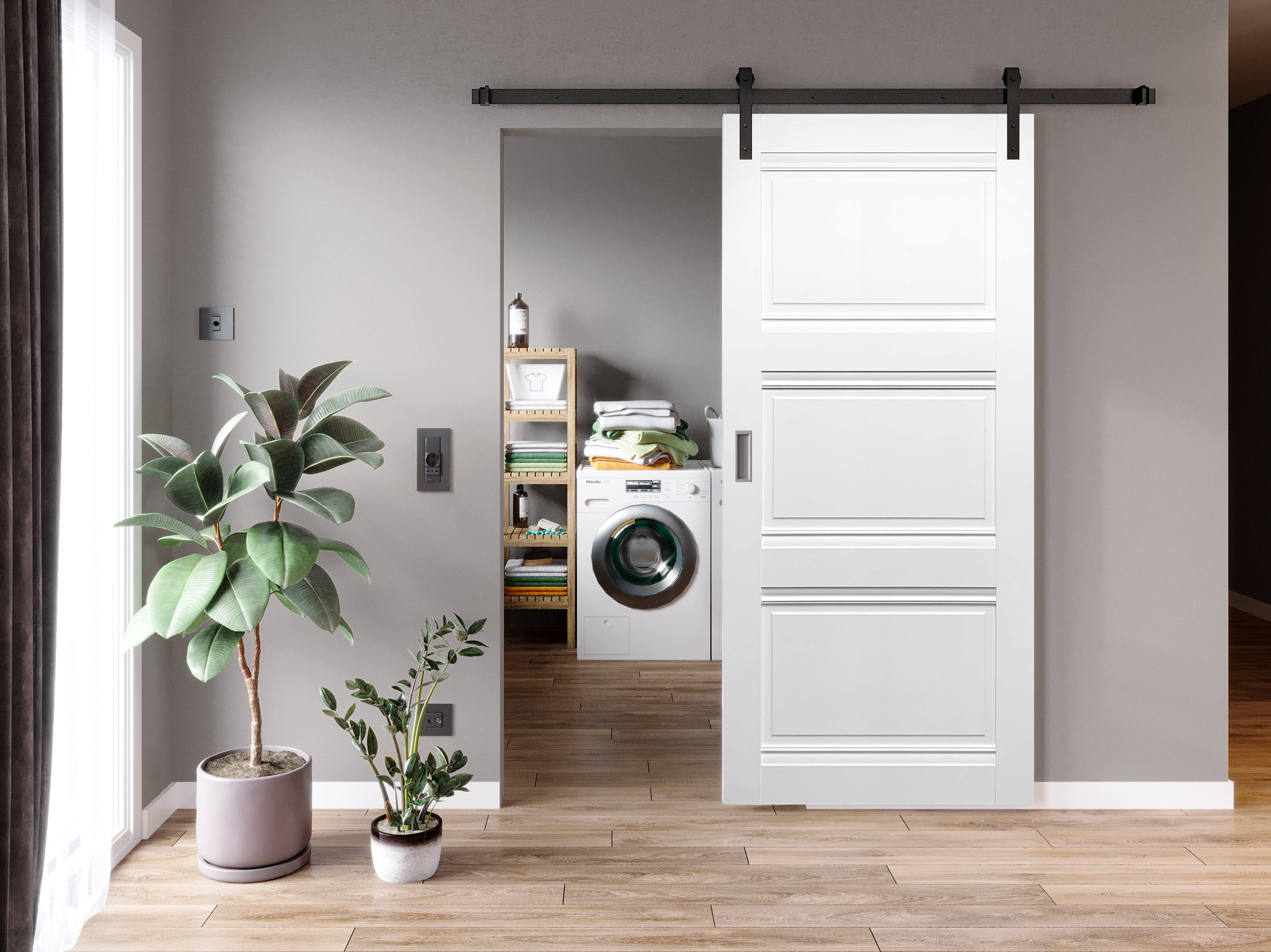 Valusso Design LLC Classic Paneled Manufactured Wood Barn Door with