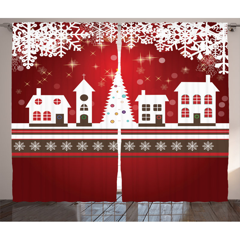 The Holiday Aisle Christmas Decorations Winter Holidays Theme Gingerbread House Tree Lights And Snowflakes Art Graphic Print Text Semi Sheer Rod Pocket Curtain Panels Wayfair Handmade ceramic christmas decorations with christmas theme prin. wayfair