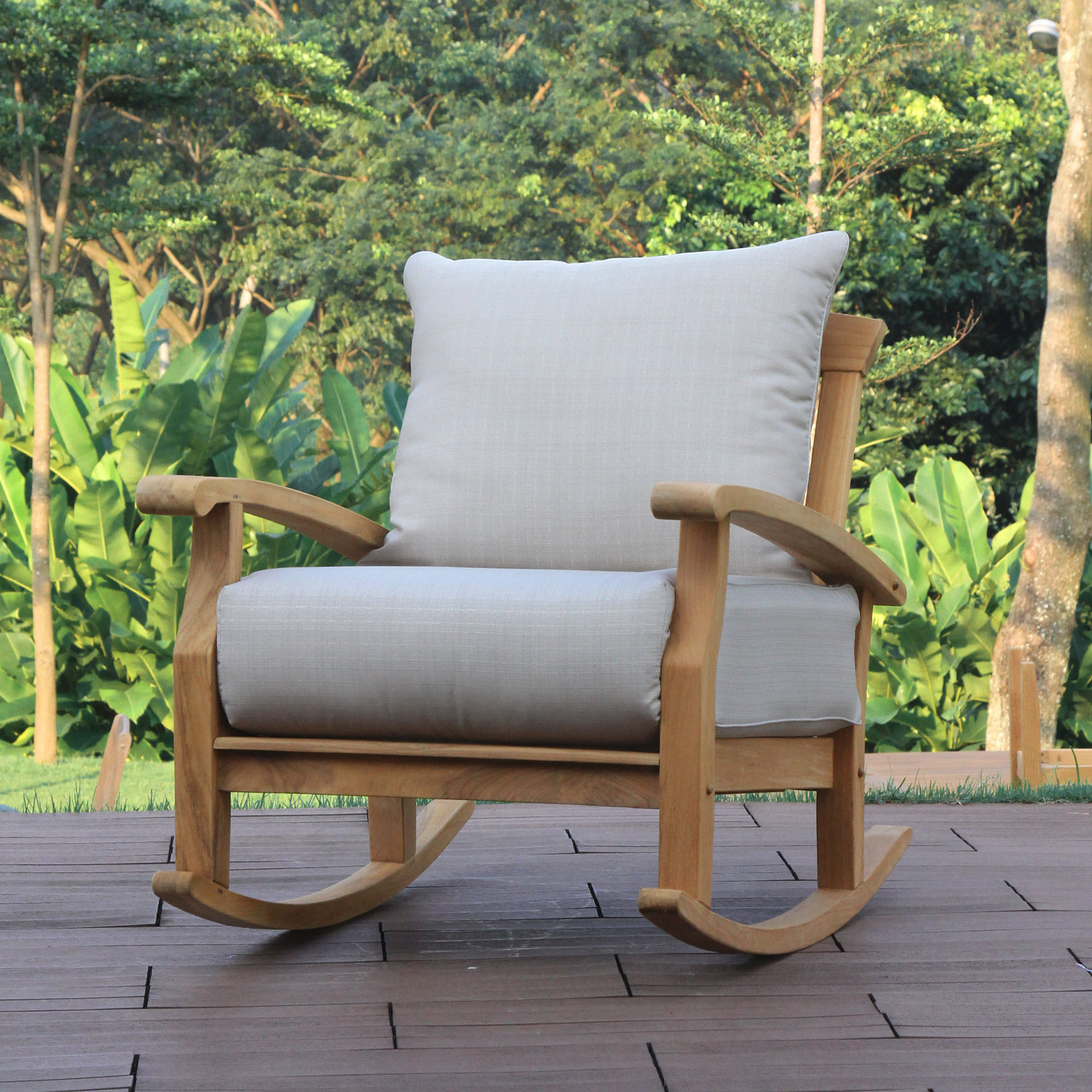 Birch Lane Heritage Summerton Teak Rocking Chair With Cushions Birch Lane Heritage Summerton Teak Rocking Chair With Cushions