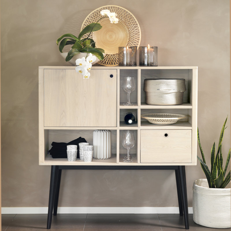 Highboard VIENNA in weiß/schwarz