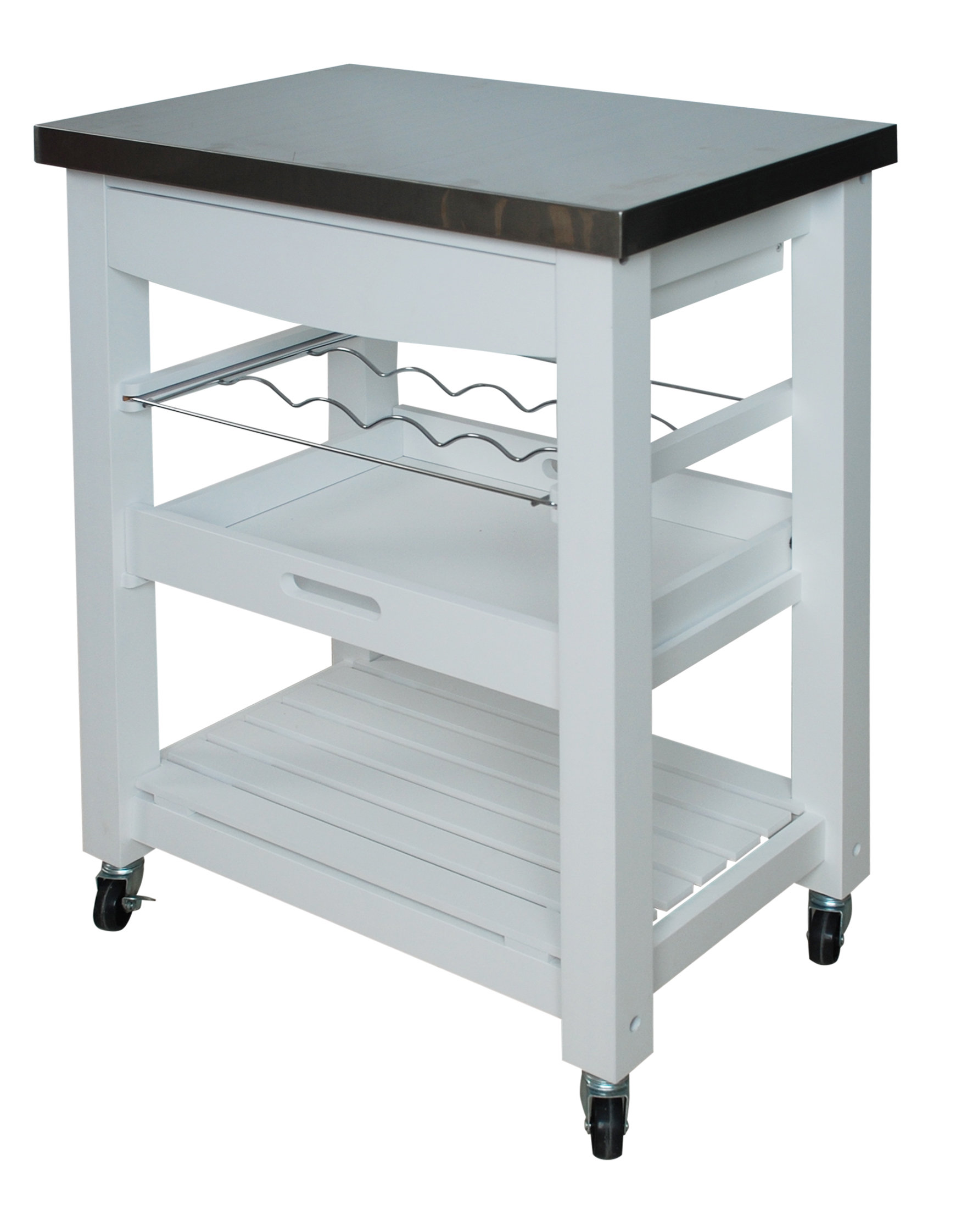 Winston Porter Denzil Compact Kitchen Cart With Stainless Steel Top Wayfair