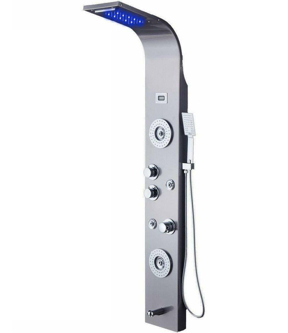 Brushed Nickel Shower Panel Column Shower System Tower Wall Mount Shower Faucet